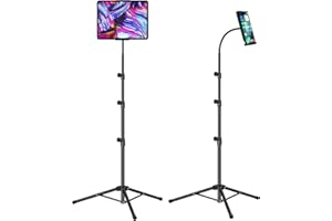 SAMHOUSING Ipad Tripod Stand,Gooseneck 65-inch Floor Stand for Tablet, Floor Stand with 360° Rotating Tripod Mount for iPhone iPad Mini/ Air/ Pro and All 4.5-12.9 Inch Tablets