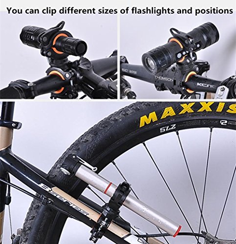 zhixie Universal 360 drehbar Fahrrad Lenker Mount LED Taschenlampe Taschenlampe Halterung Klemme Clip Grip Halterung - 4