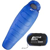 Active Era Sleeping Bag 200 cm x 80 cm 300 g &ndash; Water Resistant, Double Layer Filling, Warm with Hood and Drawstring, Ultralig