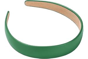 WantGor 1 Inch PU Leather Headband, Wide Padded Hairband Fashion Hair Bands Cute Womens Headbands Holiday DIY Hair Accessories (Green)