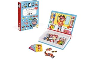 Janod - Magneti'Book - Juego Educativo Magnético Niños 36 Piezas de Cartón - Aprendizaje Motricidad Fina e Imaginación - Desde 3 años de edad, J02719