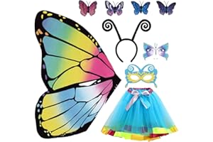 Anyingkai Déguisement papillon fille,Costume de Fée Papillon,Ailes de Papillon Enfant,Cape Papillon Enfant,Costume Papillon Fille,Déguisement Fée Enfant,Papillon costume enfant,Jupe tutu enfant fille