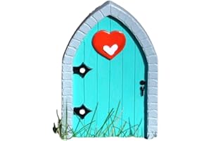 BZB Enchanted Miniature World Fairy Door - Garden Home Indoor Outdoor Ornament - 8 designs - 12cm (aqua heart)