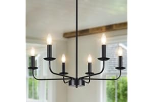 QAREHL Chandeliers Ceiling Light, 6 Arms Black Chandelier Light Pendant Light Fitting Ceilings Living Room, Rustic Bedroom Lighting Fittings, Dining Room Lights Ceiling Over Table, E14 Socket
