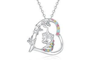 yiwaxice Horse Necklace for Girls Silver Love Heart Pendant Jewelry Birthday Christmas Gifts for Girlfriend Wife Mom Daughter Granddaughter Niece 18"