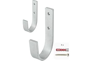 Gedotec Supporto a parete - Ganci universali in acciaio zincato | 2 ganci per scale, curvi 30 x 90 mm | Ganci per dispositivi incl. materiale di fissaggio