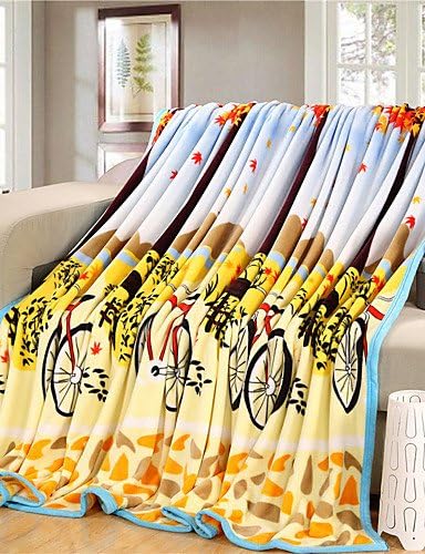 I love my home Bicycle Fleece fabric blanket summer comforter Air conditioning throw winter soft bedsheet , w59" x l79"