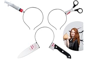 ROSAUI Halloween Costume Accessoire Set Horror serre-tête ciseaux couteau anneaux dans la tête
