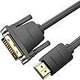 Sounce HDMI to DVI Cable with 4K Resolution, Gold Plated Connectors, Bi-Directional Cable Male to Male Compatible with PlayStation, Laptop, Graphic Card, and More 3 Feet (1 Meter) - Black