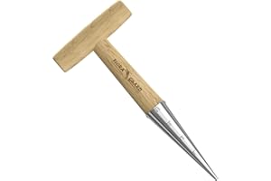 FLORA GUARD Stainless Steel Dibber Hand Tools Traditional Garden Hand Dibber with Light Weight Wooden Handle for Planting Seeds & Bulbs