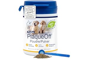 ProDen PlaqueOff Pulver für Hunde & Katzen, Zahnstein- und Mundgeruchsentferner, 100 % natürliche Zahnreinigung und Plaque-Entfernung, 60 g