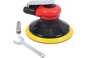 QIUMIN Smerigliatrice orbitale ad aria compressa industriale 125 mm, 10000 giri/min, levigatrice pneumatica ad alte prestazioni (rosso) per auto legno