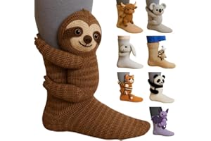 FIENZA Animal Socks Tiersocken,3D Handmade Faultier Socken mit Tiermotiven Doppellagige Baumwolle, Warme Umarmung Weihnachten Lang Männer Warme Damen Socken 39-42 Lustige