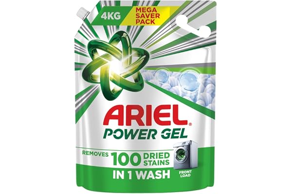 Ariel Power Gel Liquid Detergent for Front Load 4kg Removes 100 Dried Stains in 1 Wash Faster Dissolving Long-Lasting Fragrance Color Protection At the price of Powders