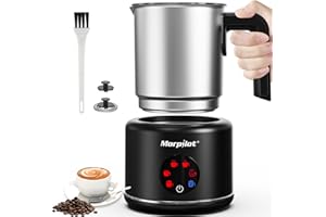 Milk Frother Electric 6 in 1 - Morpilot Automatic Milk Frothers 500ML Large Capacity Milk Steamer Stainless Steel Hot Chocolate Maker Milk Warmer and Foamer for Latte Coffee (Black)