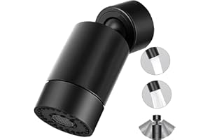 LUBEKAS 360° Rotatable Kitchen Tap Aerator Spray Head, Tap Faucet Attachment Spray with Dual-Function 2 Sprayer, Replacement Tap End Diffuser Spout Bubbler Head Aerator, Tap Adapter Accessories (Black)