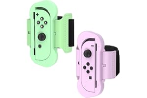 FYOUNG Wrist Straps for Just Dance 2026 2025 2024 2023 2022, 2 Pack Adjustable Elastic Wrist Bands for Zumba Compatible with Nintendo Switch 1/OLED - Purple/Green