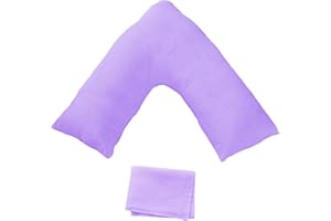 Nod Off V Shaped Pillow with Free Case - Hollowfiber Filled Polycotton case, Orthopedic Pregnancy Support Pillow - Pillows for Neck and Shoulder Pain - triangle Maternity Pillow (Lilac)