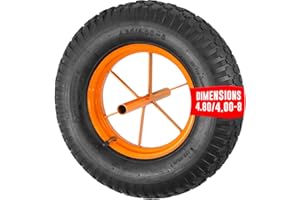 EURO VANADIUM - Roue de Brouette 380 x 80 mm - Roue Brouette 4.80 4.00-8 - Roue de Brouette Gonflable, Axe 20 mm, Chambre à Air Brouette Incluse - Tout Terrain, Solide et Durable
