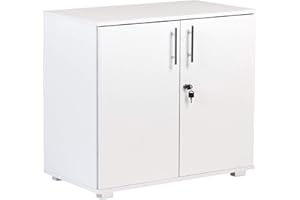 MMT FURNITURE DESIGNS LTD Blanc Bureau Placard de rangement Hauteur de bureau Bibliothèque 2 portes verrouillables 73 cm de haut Bureau extension Hauteur