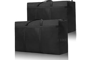 Kongming 2 sztuki torba do przechowywania kołder, wodoszczelna torba 100 l, Oxford, czarna, z zamkiem błyskawicznym, uchwyt na poduszki, ubrania, pościel, do przeprowadzki