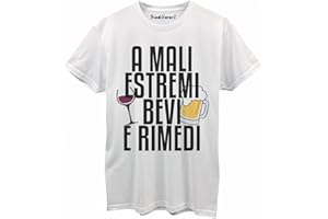 Thedifferent T-Shirt Maglia Uomo A Mali Estremi Bevi E Rimedi Birra E Vino Idea Regalo