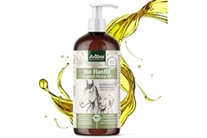 AniForte Huile de Chanvre Biologique pressée à Froid pour Chiens et Chevaux 1 Litre - 100% Huile Pure Barf comme complément, Huile de Chanvre Premium, Produit Naturel sans additifs