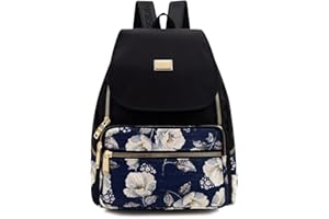 YANAIER Damen Rucksack Wasserdichte Nylon Schultaschen Leichtgewicht Reiserucksack Rucksackhandtasche Daypack für Alltag Büro Schule Shopper Blaue Rose