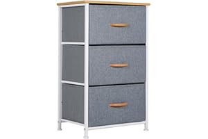 Panana Dresser Storage Tower Bedroom Cabinet Stand with Removable Fabric Drawers Bins for Closet - Steel Frame, Wood Top Organizer for Bedroom, Entryway, Closet, (3 Drawer)