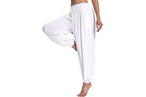 Terecey Pantalones Yoga Mujer, Pantalones Bombachos Mujer Casuales de Cintura Alta Pantalón Bloomers Mujer Ancho con Cordones Pantalones Anchos