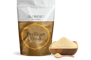 Psyllium Husk 100% Puro en Polvo Bio - 150 g - Fuente Natural de Fibra Procedente de la Cáscara de Psyllium - Ecológico, Vegano y Sin Gluten - Glorioso Super Nutrients