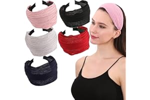 Loneedy, cerchietti per capelli larghi e rigidi, con dentini, design in tessuto a pieghe, per donne e ragazze, 3 pezzi