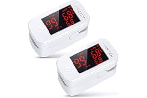 DogePro Pulsossimetro, Saturimetro da Dito, 2 pack, per Misurazione Precisa di Ossigeno nel Sangue, Frequenza Cardiaca e Indice di Perfusione, adatto per Bambini e Adulti con Display LED