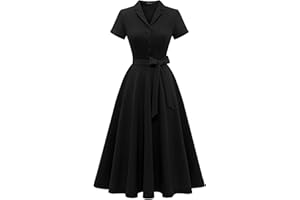 Wedtrend Vintage Cocktailkleid Damen A Linie Midilang V-Ausschnitt Abendkleid Elegant Freizeitkleider