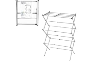 BLACK + DECKER BLACK+DECKER BXAR0002GB wysuwana kompaktowa suszarka na ubrania, chłodna szara, 7,5 m przestrzeń do suszenia