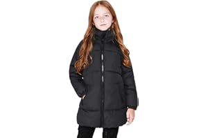 maoo garden Abrigo Ligero Acolchado Largo de Invierno para Niñas Chaqueta de lana Suave Acolchada Gruesa con Capucha