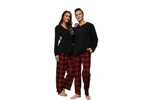 U2SKIIN Matching Pyjamas Couple Pyjama Set Karierte Weihnachtspyjama Paare Partner Schlafanzug 2er Set für Paare