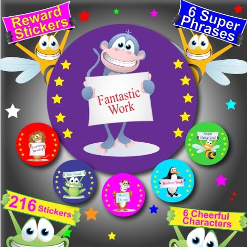 Reward Stickers 6 Designs (216 Animal Reward Stickers 30mm Dia) A Super Way To Reward Children The Best Looking Guaranteed Quality Or Your Money Back
