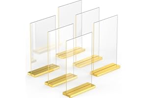 Dasher Products Luxuriöse Acryl Goldrahmen A5, 6er Pack, Eindrucksvolle Fotoausstellungen, Verstärken Sie die Event-Ambiente mit exquisiten goldenen Tischnummernhaltern, Elegantem Gold-Schildhalter