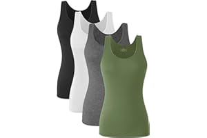 Ymmchy Women Stretch Tank Tops Basic Vest Tops Lightweight Undershirts 4-Pack