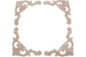 MUXSAM 4 x 14 cm Applique Telaio Fondo Legno Intagliato Angolo Decalcomania di Scultura Onlay per Parete Casa Mobili Armadio Porta Decor
