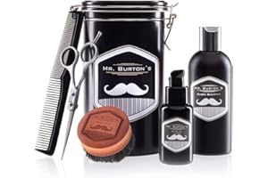 MR. BURTON´S BEARD OIL Bartpflege Set für Männer Mr. Burton´s Classic aus Deutschland - inklusive Bartöl, Bartshampoo Bartbürste, Bartschere und Kamm - hochwertige Bartpflege für Männer