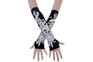 JISEN Women Punk Winter Arm Warmer Knitted Stretchy Soft Fingerless Gloves