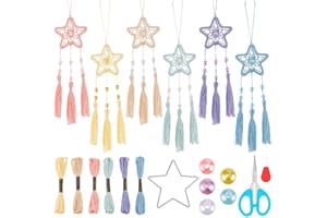 INFUNLY 6 Set DIY Star Dream Catcher kit Mini Dream Catcher Making Kit Handmade Dream Catcher Keychain for Bag Pendant Car Mirror Hanger Backpack Charm