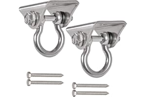 WAREMAID 2 Pezzi Ganci Soffitto Acciaio Inox, Ganci Altalena con Viti per Portico Dondoli Area Giochi Gym Sacco da Boxe Fune Amache Sedie Sospese Yoga Sospensione Ferramenta 450kg Capacità
