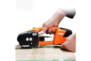 CHEIRS Portatile Reggiatrice Automatica,Reggiatrice Manuale,per 13-16Mm PP/Pet Reggiatura Macchina Imballatrice Palmare,Reggiatrice Portatile in Ferro, A Batteria 3000mAh,Orange