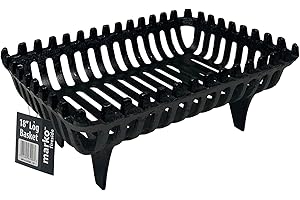 Marko Fireside 18" Log Basket Fire Grate Cast Iron Coal Wood Holder Black Metal Fireplace