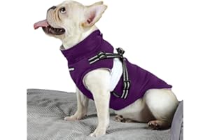 BabyDog Abrigo Chaleco para Perro con Forro Polar, Arnés con Anilla,Cremallera Ajustable sin Mangas (M, 199 Morado)
