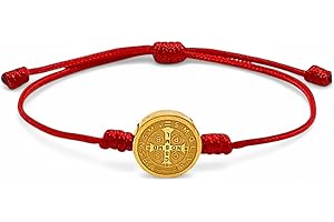 arana's® - Pulsera de hilo con MEDALLA CRUZ SAN BENITO - Pulseras religiosas hilo rojo y negro unisex para mujer y hombre - Amuleto contra el mal de ojo - Buena suerte protección