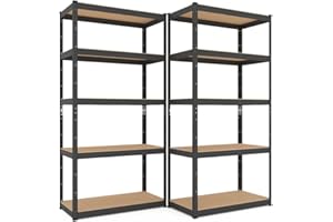 ‎BAUDIM baudim - 2er-Set 180x60x40cm Schwerlastregal/Steckregal anthrazit mit 5 Böden je 175kg Tragkraft, Metallregal, Garagenregal oder Lagerregal, Kellerregal, Werkstattregal